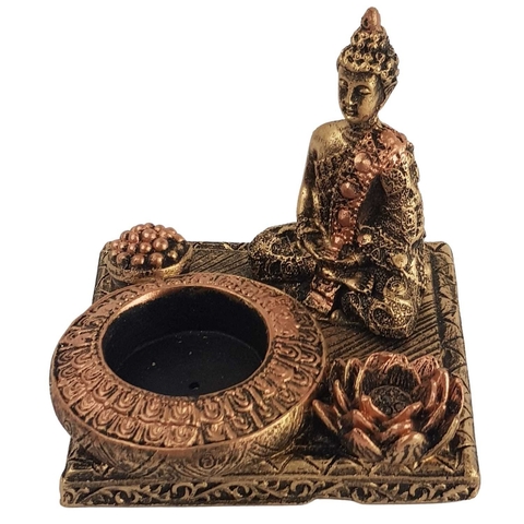 Incensário E Castiçal Base Buda Zen 13586