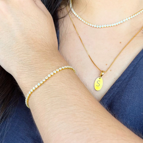 Pulseira riviera • Semijoia em Ouro