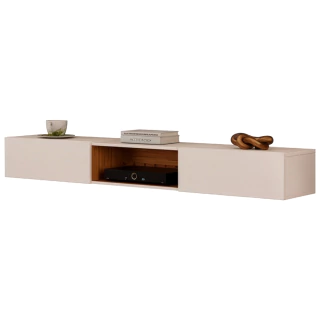 Rack Suspenso para Painel ou TV até 65 Polegadas 1,43m 2 Portas com Nicho Montreal Off White