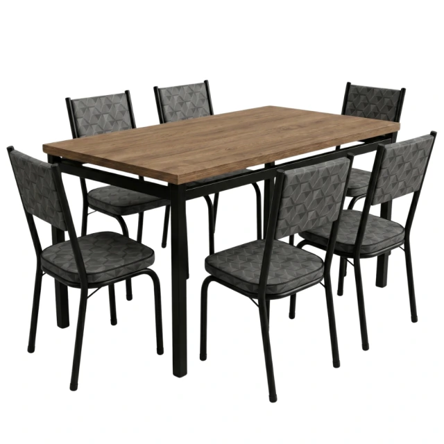 Conjunto de Mesa Sala de Jantar Atlanta 1,36m 6 Cadeiras Diana Artefamol