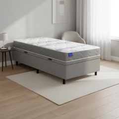 Cama Box Baú Solteiro Probel Espuma D33 88x188x55 Night Day a Vácuo Branco/Cinza — foto 3