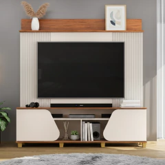 Estante Home Theater para TV até 70 Polegadas 1,82m 2 Portas Duna Off White/Madeirado — foto 2