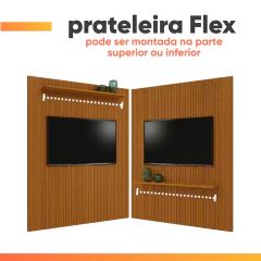 Painel Para Tv Até 75 Polegadas Ripado Impressão 3D Egeo Com Prateleira 1,80m Cedro EDN — foto 5