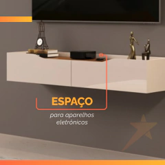 Rack Suspenso para Painel ou TV até 55 Polegadas 1,36m 2 Gavetas Efraín Off White — foto 5