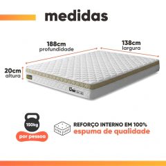 Cama Box Colchão Casal Espuma D45 e Euro Pillow Onix 138x188x58cm Hellen — foto 5