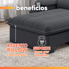 Sofá Retrátil e Reclinável 3 Lugares 2,10m c/ Porta Copos Slim Stanley — foto 6