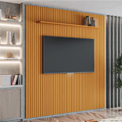 Painel para TV Até 75 Polegadas 2,25x2,40m Ripado com Prateleira Arbo Cedro EDN — foto 2