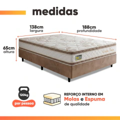 Cama Box Colchão Casal Espuma D33 Double Face 138x188x65cm Hellen — foto 4