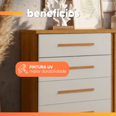 Cômoda Sapateira Com Rodízios 4 Gavetas 2 Portas Ripada Eva J&A — foto 11