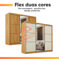 Guarda Roupas Casal 3 Portas de Correr Com Espelho 100% MDF Flex 6 Gavetas Argel — foto 11