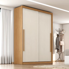 Guarda Roupas Casal 2 Portas de Correr 3 Gavetas 100% MDF Ravena — foto 3
