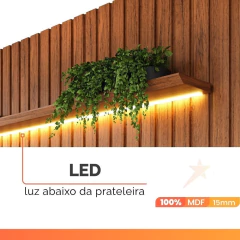 Painel Para Tv Até 85 Polegadas 2,50m Ripado Autêntico Com Led Montreal Com Nicho Efraín Madeirado/Off White — foto 5