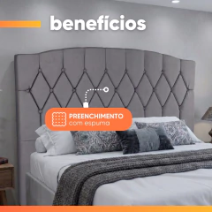 Cabeceira Estofada Para Cama Box Queen Belize de 1,60m Dobuê — foto 9