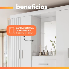 Guarda Roupas Casal Detalhes Frisados Com Espelho 4 Portas 4 Gavetas Flex Viena Moval — foto 6