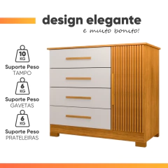 Cômoda 4 Gavetas 1 Porta Ripada 3D Maite J&A — foto 7