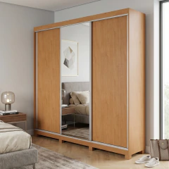 Guarda Roupas Casal 3 Portas de Correr 4 Gavetas com Espelho 100% MDF Fenix Lopas — foto 2