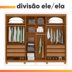 Guarda Roupas Casal 6 Portas 6 Gavetas Reflecta com Led 100% MDF Sulivan Lopas — foto 9