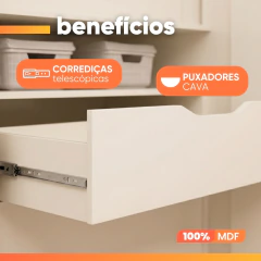 Guarda Roupas Casal 3 Portas de Correr com Espelho 6 Gavetas 100% MDF Valen Panan — foto 7