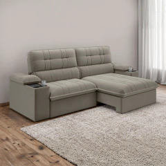 Sofá Retrátil e Reclinável 3 Lugares 2,10m c/ Porta Copos Slim Stanley — foto 10