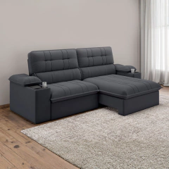 Sofá Retrátil e Reclinável 3 Lugares 2,10m c/ Porta Copos Slim Stanley — foto 2