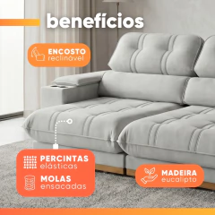 Sofá Retrátil e Reclinável 3 Lugares 2,40m Domuns Hellen — foto 11