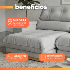 Sofá Retrátil e Reclinável 3 Lugares 2,40m Domuns Hellen — foto 12