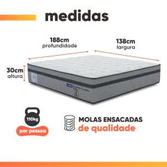 Cama Box Baú Casal Probel Molas Ensacadas Euro In 138x188x71cm Guarda Costas Stone Branco/Cinza — foto 4