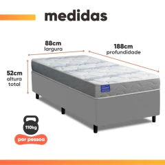 Cama Box Solteiro Probel Espuma D33 88x188x52 Night Day a Vácuo Branco/Cinza — foto 4