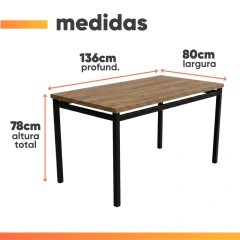 Conjunto de Mesa Sala de Jantar Atlanta 1,36m 6 Cadeiras Diana Artefamol — foto 3