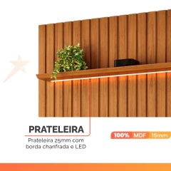 Painel Para Tv Até 85 Polegadas 2,50m Ripado Autêntico Com Led e Nicho Montreal Madeirado/Off White — foto 4