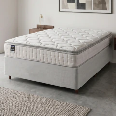 Cama Box Casal Queen Colchão Molas Ensacadas Gazin Com Pillow Tower New 158x198x73cm Branco — foto 3