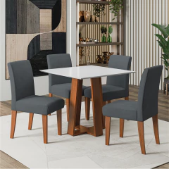 Conjunto Sala de Jantar Mesa Athenas Quadrada 0,90m 4 Cadeiras Trieste Dobuê — foto 5