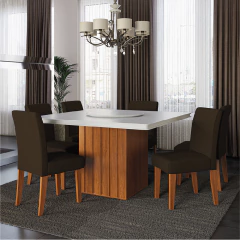 Conjunto Sala de Jantar Amsterdã New Mesa com Tampo Giratório 6 Cadeiras Trieste — foto 5