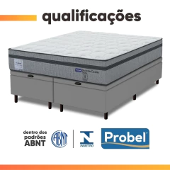 Cama Box Baú King Probel Molas Ensacadas Euro In 193x203x71cm Guarda Costas Stone Branco/Cinza — foto 6