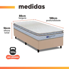 Cama Box Solteiro Probel Espuma D33 Pillow Top 88x188x56cm Guarda Costas Lyon Branco/Bege — foto 3