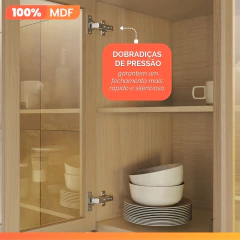 Armário De Cozinha Completa 100% Mdf 11 Portas 5 Gavetas Cléo Carvalho/Off White Nesher — foto 6