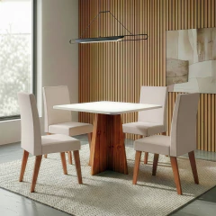 Conjunto Sala de Jantar Mesa Quadrada 0,90m Moove 4 Cadeiras Veludo Milano Viero — foto 2
