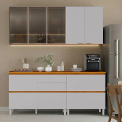 Armário De Cozinha Completa 7 Portas 5 Gavetas Lais Madeirado/Fendi Itatiaia — foto 2