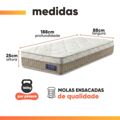 Cama Box Colchão Solteiro Molas Ensacadas Euro In Natural Confort 88x188x63cm Apolo — foto 4