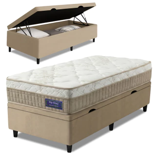 Cama Box Baú Colchão Solteiro Molas Ensacadas Euro In Natural Confort 88x188x66cm Apolo