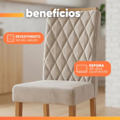 Conjunto Sala de Jantar Mesa 1,60m com Vidro Nadine 6 Cadeiras Bele Viero — foto 7