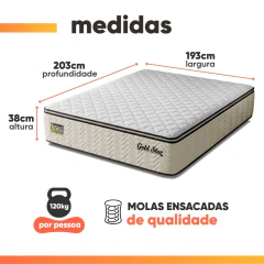 Cama Box Colchão King Molas Ensacadas e Pillow Top 193x203x76cm Gold Star Hellen — foto 5