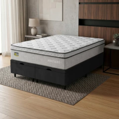 Cama Box Baú Colchão Queen Espuma D33 e Euro Pillow 158x198x75cm Minotauro Hellen — foto 2
