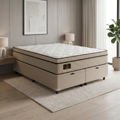 Cama Box Baú Colchão King Gazin Inglaterra Premium Molas Ensacadas e Euro Pillow 193x203x73cm — foto 2