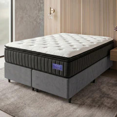 Cama Box King Colchão Ortopédico Titã Molas Ensacadas Pillow Top 193x203x72cm Hip Sleep — foto 2
