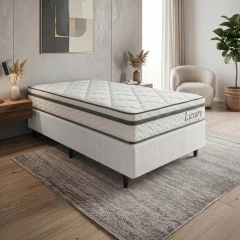 Cama Box Solteiro Colchão Semi Ortopédico Molas Ensacadas Luxury 88x188x60cm King Espuma — foto 2
