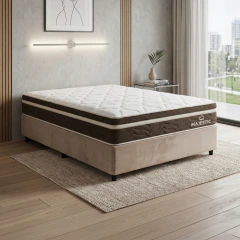 Cama Box Desmontável Queen Colchão Semi Ortopédico Molas Ensacadas Majestic 158x198x65cm King Espuma — foto 2