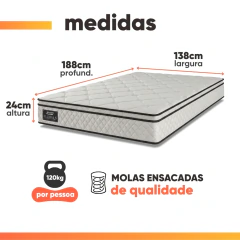 Colchão Casal Gazin Maximus Molas Ensacadas 138x188x24cm Cinza / Branco - Suporta até 120Kg por Pess — foto 10
