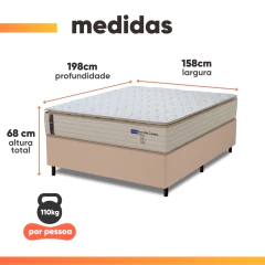 Cama Box Queen Probel Molas Ensacadas Pillow Top 158x198x68cm Guarda Costas Genova Branco/Bege — foto 2