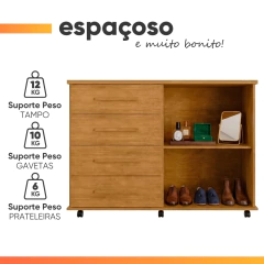 Cômoda Sapateira Com Rodízios 4 Gavetas 2 Portas Ripada Eva J&A — foto 7